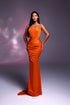 Renelle - straight neckline dress with metallic buckles